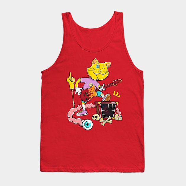 Rock Cat Roll Tank Top by ZARAGOZANA